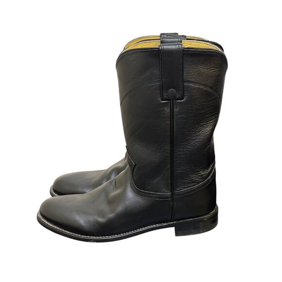 Justin Black Leather Western Boots Size 8.5 - Picture 6 of 12